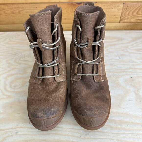 Sorel Toronto Lace Wedge Ankle Booties Womens Size 8 Rust Brown Leather - Picture 2 of 6